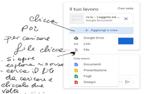 allegare file a Documenti nell'aula virtuale